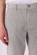 Erkek Ken Beli Lastikli Lycra Keten Chino Pantolon - Lacivert Çizgili