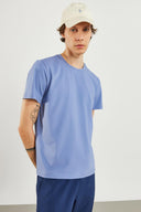 Erkek Ken Bisiklet Yaka Regular Fit Basic Tişört - Gök Mavisi