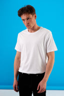 Erkek Ken Bisiklet Yaka Regular Fit Basic Tişört - Beyaz