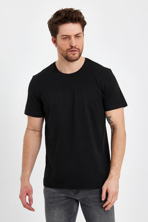 Erkek Ken Bisiklet Yaka Regular Fit Basic Tişört - Siyah