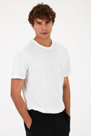 Erkek Ken Bisiklet Yaka Regular Fit Basic Tişört - Beyaz