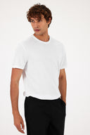 Erkek Ken Bisiklet Yaka Regular Fit Basic Tişört - Beyaz