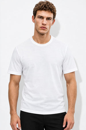 Ken Bisiklet Yaka Regular Fit Basic Tişört-Beyaz