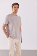 Erkek Ken Bisiklet Yaka Regular Fit Basic Tişört - Buz Gri