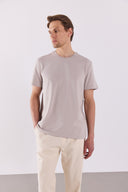 Erkek Ken Bisiklet Yaka Regular Fit Basic Tişört - Buz Gri