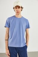 Erkek Ken Bisiklet Yaka Regular Fit Basic Tişört - Gök Mavisi
