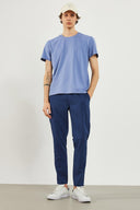 Erkek Ken Bisiklet Yaka Regular Fit Basic Tişört - Gök Mavisi