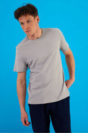 Ken Bisiklet Yaka Regular Fit Basic Tişört-Gri