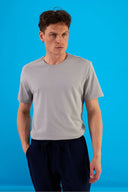 Ken Bisiklet Yaka Regular Fit Basic Tişört-Gri