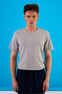 Ken Bisiklet Yaka Regular Fit Basic Tişört-Gri
