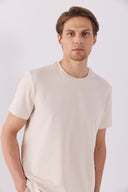 Erkek Ken Bisiklet Yaka Regular Fit Basic Tişört - Taş