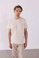 Erkek Ken Bisiklet Yaka Regular Fit Basic Tişört - Taş