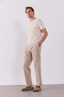 Erkek Ken Bisiklet Yaka Regular Fit Basic Tişört - Taş