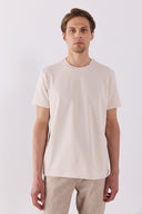 Erkek Ken Bisiklet Yaka Regular Fit Basic Tişört - Taş