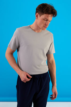 Erkek Ken Bisiklet Yaka Regular Fit Pike Basic Tişört - Gri