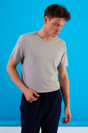 Erkek Ken Bisiklet Yaka Regular Fit Pike Basic Tişört - Gri