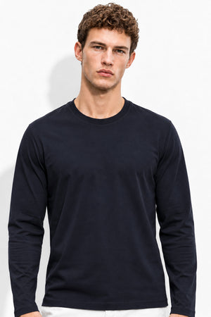 Ken Bisiklet Yaka Regular Fit Uzun Kollu Tişört-Lacivert