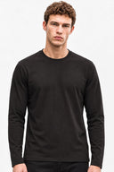 Ken Bisiklet Yaka Regular Fit Uzun Kollu Tişört-Siyah