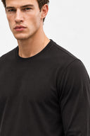 Ken Bisiklet Yaka Regular Fit Uzun Kollu Tişört-Siyah