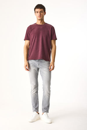 Erkek Ken Bisiklet Yaka Regular Fit Yumuşak Dokulu Tişört (CUPRO) - Bordo