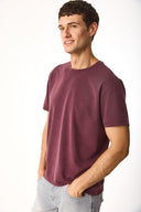 Erkek Ken Bisiklet Yaka Regular Fit Yumuşak Dokulu Tişört (CUPRO) - Bordo