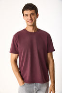 Erkek Ken Bisiklet Yaka Regular Fit Yumuşak Dokulu Tişört (CUPRO) - Bordo