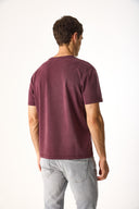 Erkek Ken Bisiklet Yaka Regular Fit Yumuşak Dokulu Tişört (CUPRO) - Bordo