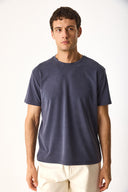 Erkek Ken Bisiklet Yaka Regular Fit Yumuşak Dokulu Tişört (CUPRO) - Indigo