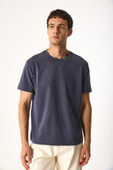 Erkek Ken Bisiklet Yaka Regular Fit Yumuşak Dokulu Tişört (CUPRO) - Indigo