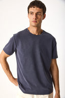 Erkek Ken Bisiklet Yaka Regular Fit Yumuşak Dokulu Tişört (CUPRO) - Indigo