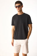 Erkek Ken Bisiklet Yaka Regular Fit Yumuşak Dokulu Tişört (CUPRO) - Siyah