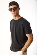 Erkek Ken Bisiklet Yaka Regular Fit Yumuşak Dokulu Tişört (CUPRO) - Siyah