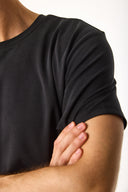 Erkek Ken Bisiklet Yaka Regular Fit Yumuşak Dokulu Tişört (CUPRO) - Siyah