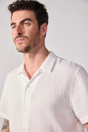 Erkek Kısa Kollu Müslin Gömlek %100 Pamuk - Fildişi