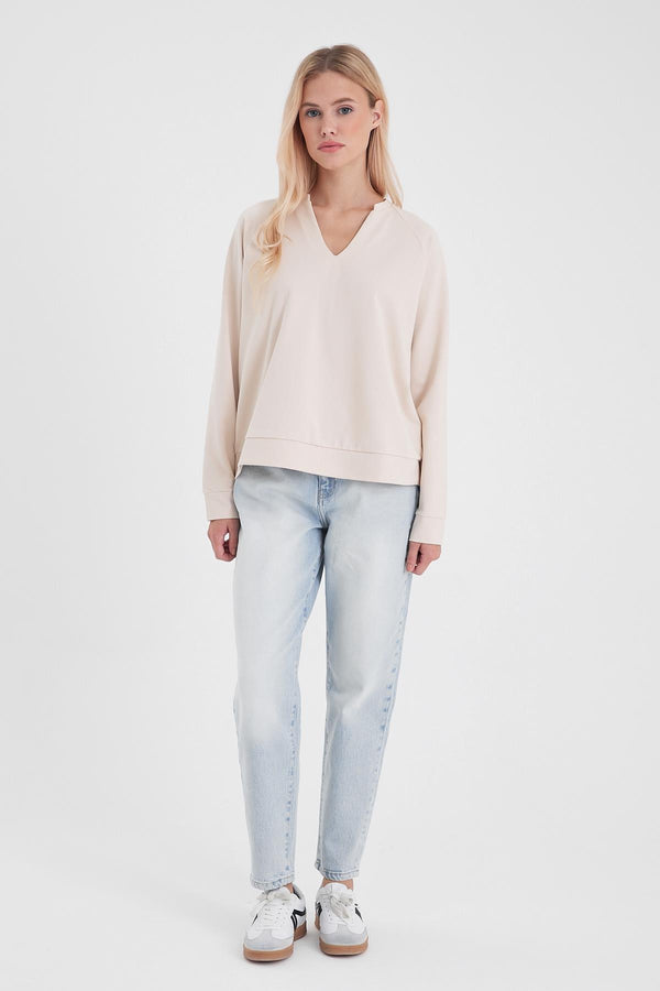 Kadın Kyla Sky Blue Yüksek Bel Yırtıklı Mom Jean Pantolon