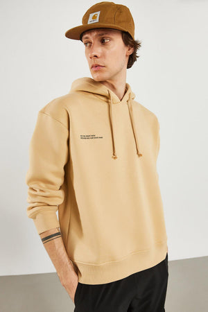 Erkek Landscape Baskılı Sweatshirt - Bej