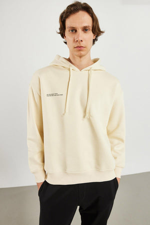 Erkek Landscape Baskılı Sweatshirt - Kemik