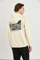Erkek Landscape Baskılı Sweatshirt - Kemik