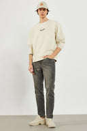 Erkek Limits Baskılı Sweatshirt - Ekru