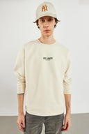 Erkek Limits Baskılı Sweatshirt - Ekru