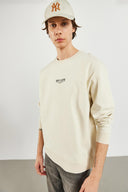 Erkek Limits Baskılı Sweatshirt - Ekru