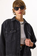 Kadın Lisa Black Jean Gömlek %100 Pamuk - Black
