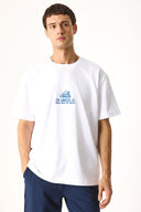 Erkek Los Angeles Nakışlı Tişört %100 Pamuk - Beyaz