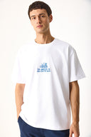 Erkek Los Angeles Nakışlı Tişört %100 Pamuk - Beyaz