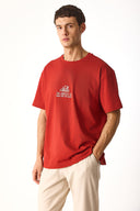 Erkek Los Angeles Nakışlı Tişört %100 Pamuk - Kiremit