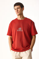 Erkek Los Angeles Nakışlı Tişört %100 Pamuk - Kiremit