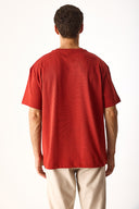 Erkek Los Angeles Nakışlı Tişört %100 Pamuk - Kiremit