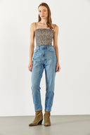 Kadın Maria Ice Blue Slim Mom Jean Pantolon - Ice Blue