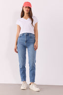 Kadın Maria Med Blue Slim Mom Jean Pantolon - Med Blue
