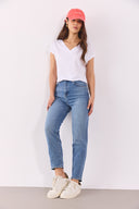 Kadın Maria Med Blue Slim Mom Jean Pantolon - Med Blue